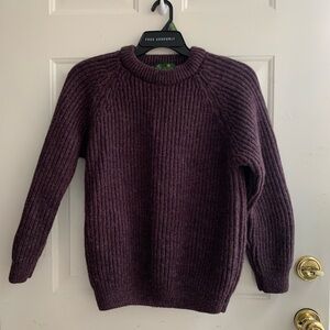Women's Pure New Wool Ribbed Crew Neck Sweater - Plum